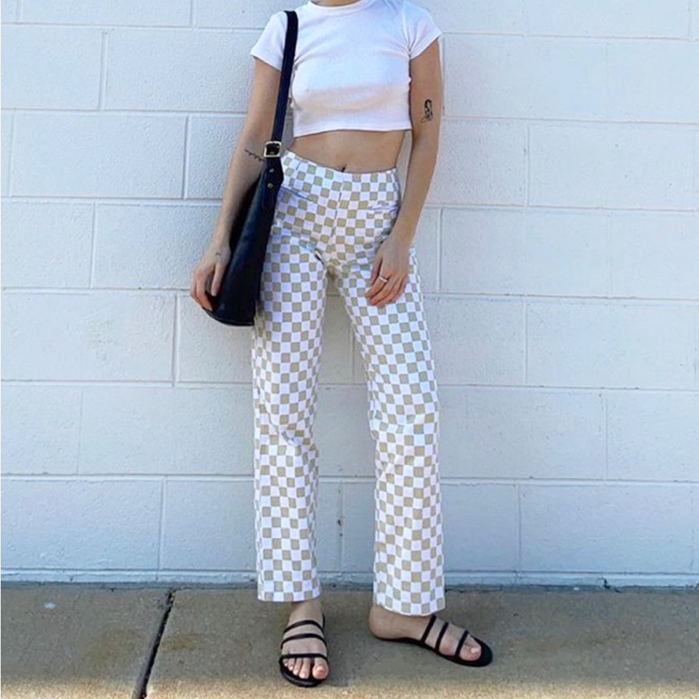 *SOLD* EMMA MULHOLLAND ON HOLIDAY Check Kokomo Pant - Cream